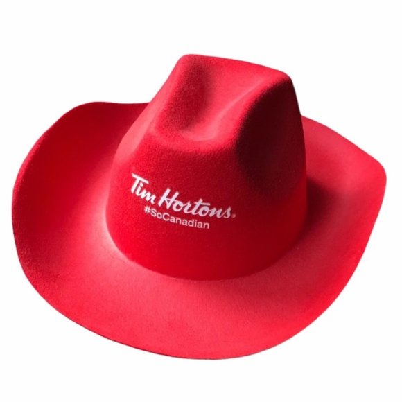 Tim Horton’s Red Felt Cowboy Hat - Picture 1 of 4